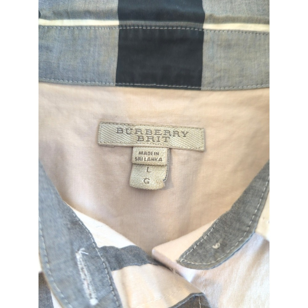 Burberry Brit Women Nova Check Button Up Shirt L Tan Plaid Classic Timeless Chic - Picture 4 of 9